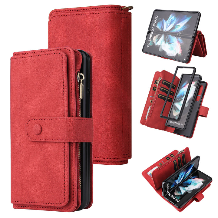 Z Fold 4 Mobile Phone Leather Case Multifunctional Zipper Wallet Case