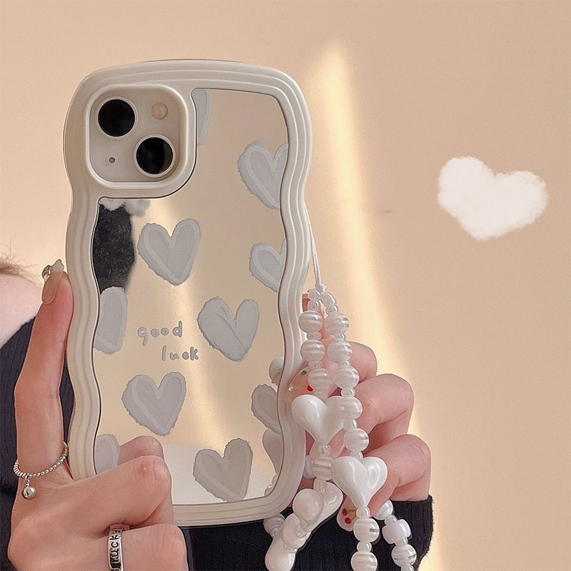 Wave Edge Mirror Heart Suitable For S24 S21 Ultra Phone Case Silicone