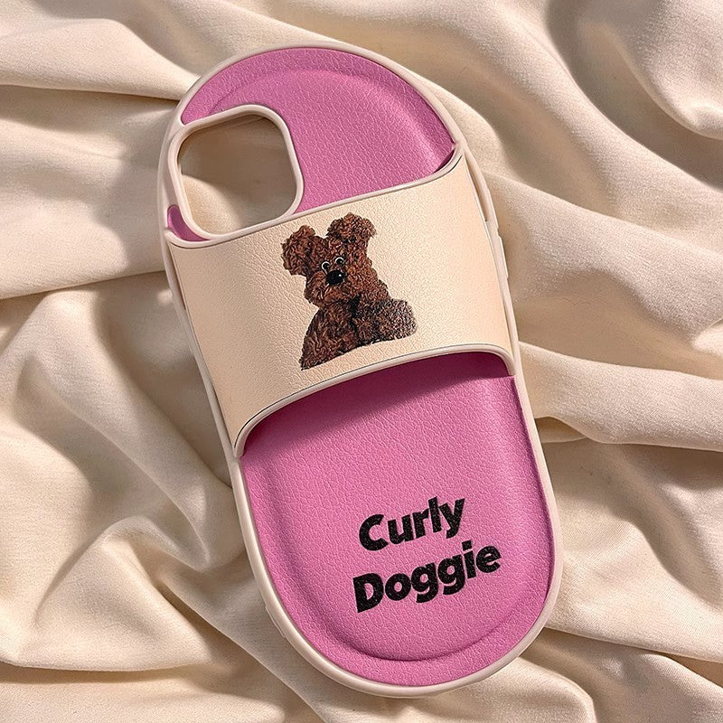 Cartoon Dog Slippers Suitable For 14 Phone Case 15 Pro13pro Leather 15promax Girl Heart 12 11 Silicone 14pro Phone Case