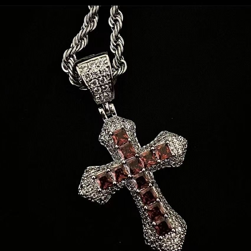 European And American Diamond Cross Necklace Hip Hop Trend