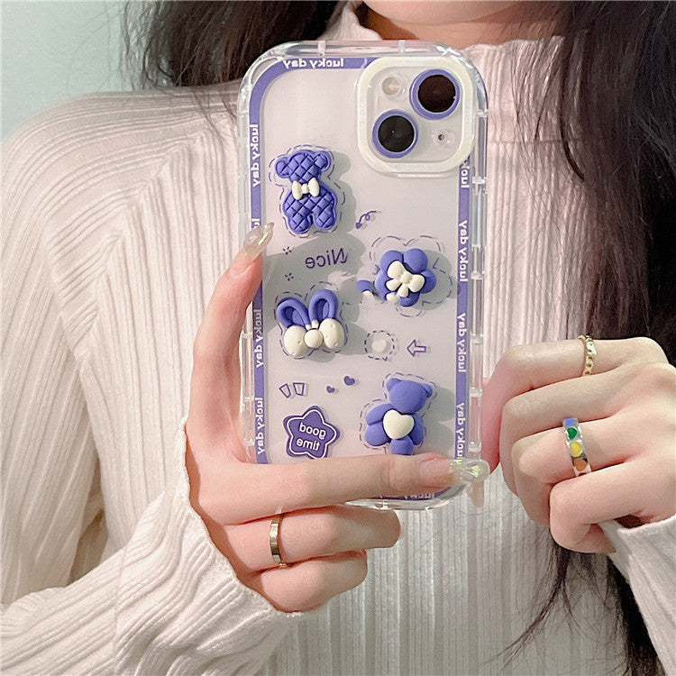 Three-dimensional Cartoon Cherry Bear Mobile Phone Case