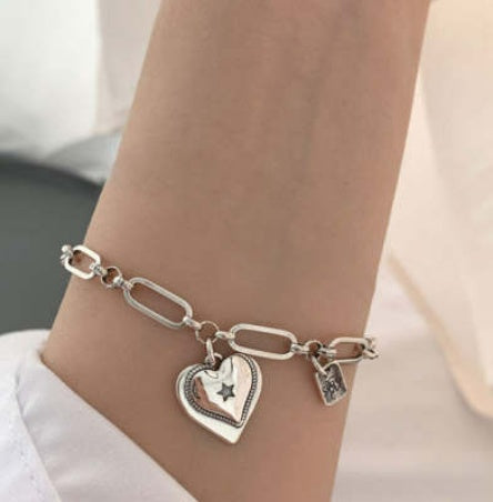 925 Loving Heart In Sterling Silver Bracelet For Women