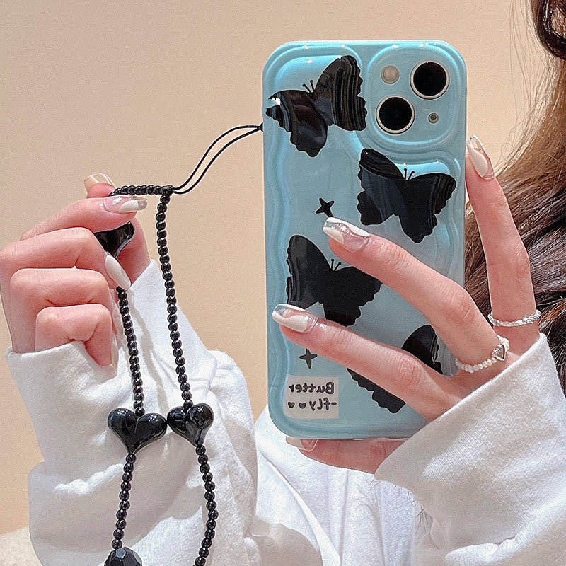 Black Butterfly Chain Silicone Phone Case