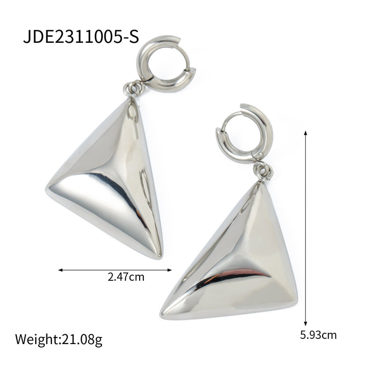 Light Luxury Refined Personalized 18K Gold Stainless Steel Triangle Pendant Earrings