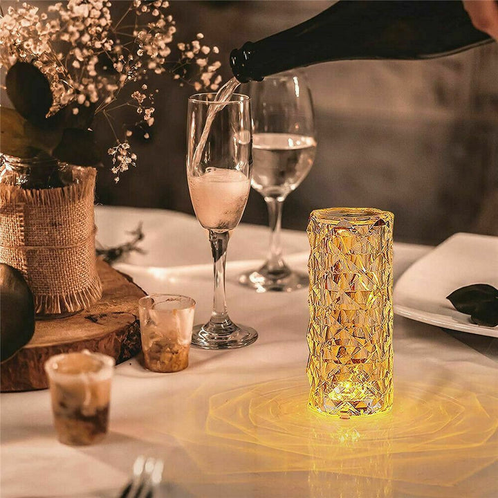 LED Crystal Table Lampa Diamond Rose Night Light Touch Atmosferă și telecomandă