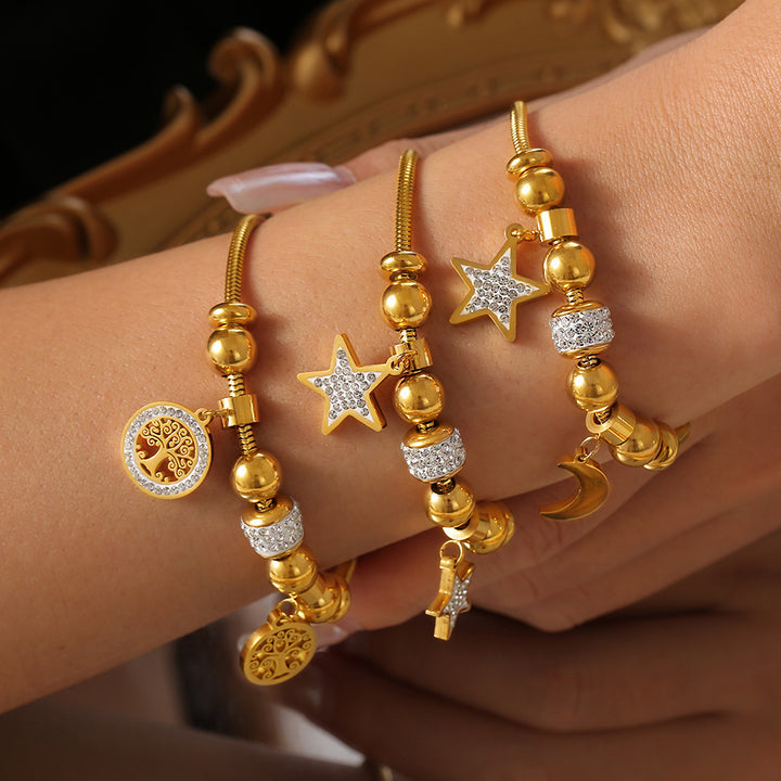 European And American Xingyue Hollow Lucky Tree Diamond Series Lucky Beads Bracelet