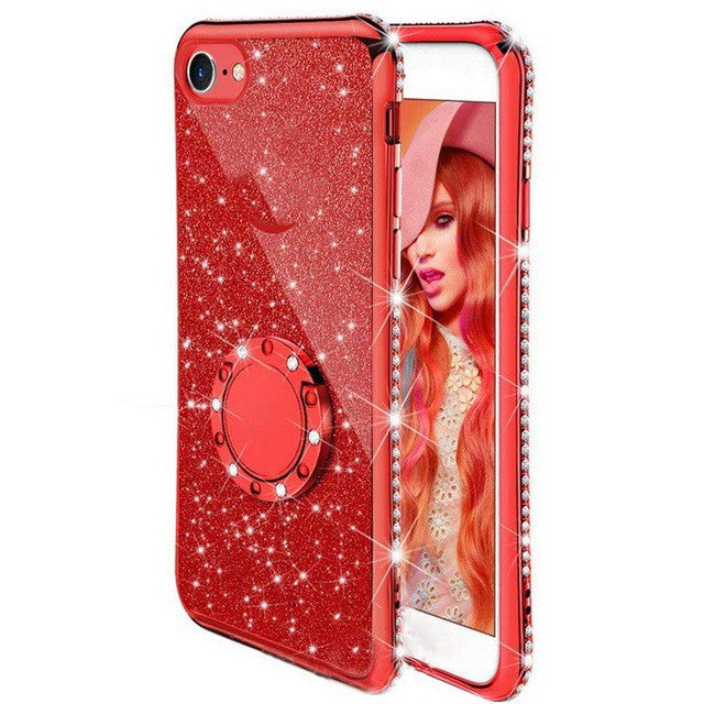 Suitable For Edge Drill Glitter Card Mobile Phone Case Bracket Ring Protector