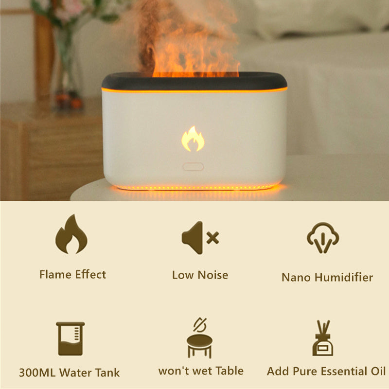 Drop Shipping 3D Flame Humidifier 300ML Ultrasonic Flame Aroma Diffuser Essential Oil Diffuser Top Sell