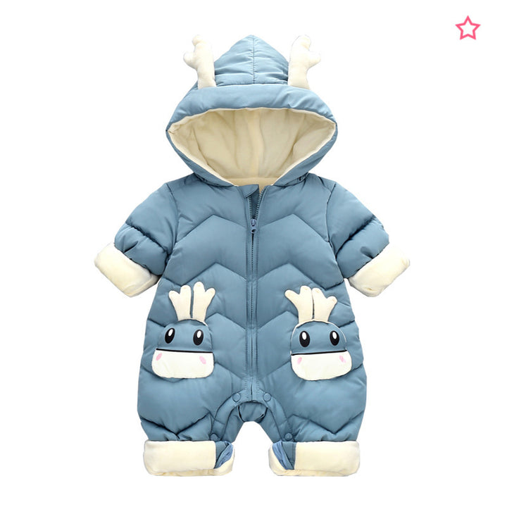 Baby Winter Snowsuit Plus Velvet Thick Baby Boys Jumpsuit 0-3 Years Newborn Romper Girl Clothes Overalls Toddler Coat