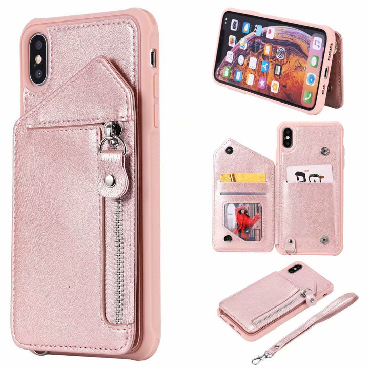 Zipper Wallet Case With Stand Tpu Anti-fall Shell