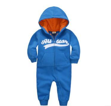 Baby onesies autumn and winter baby clothes baby plus velvet hood long-sleeved romper romper children's clothing