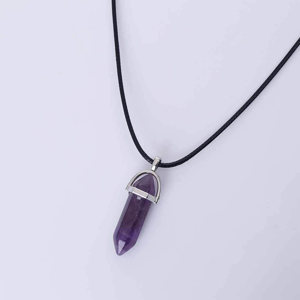 Jewelry Alien blasting necklace hex pendant necklace two pointed natural stone necklace Korean version of the source