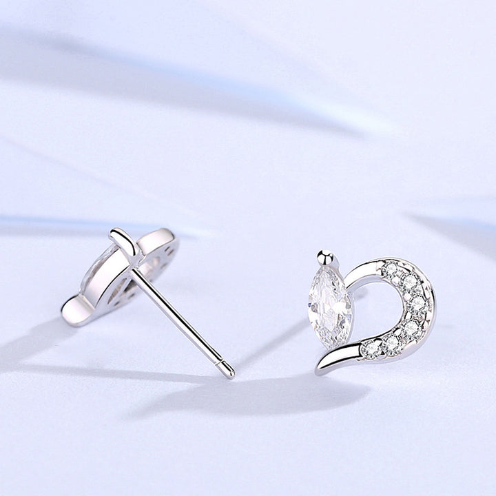 Women's Heart-shaped Zircon Stud Earrings