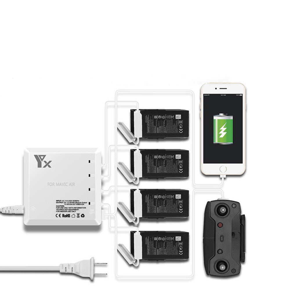 Six-way Charger 4 Batteries Charge Nanny Butler USB Port At The Same Time