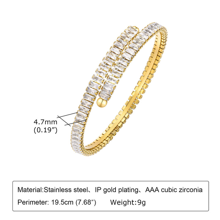 Women's Fashion Simple Square Zircon Stainless Steel Bracelet