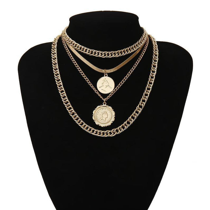 Snake bone chain round multi-layer necklace