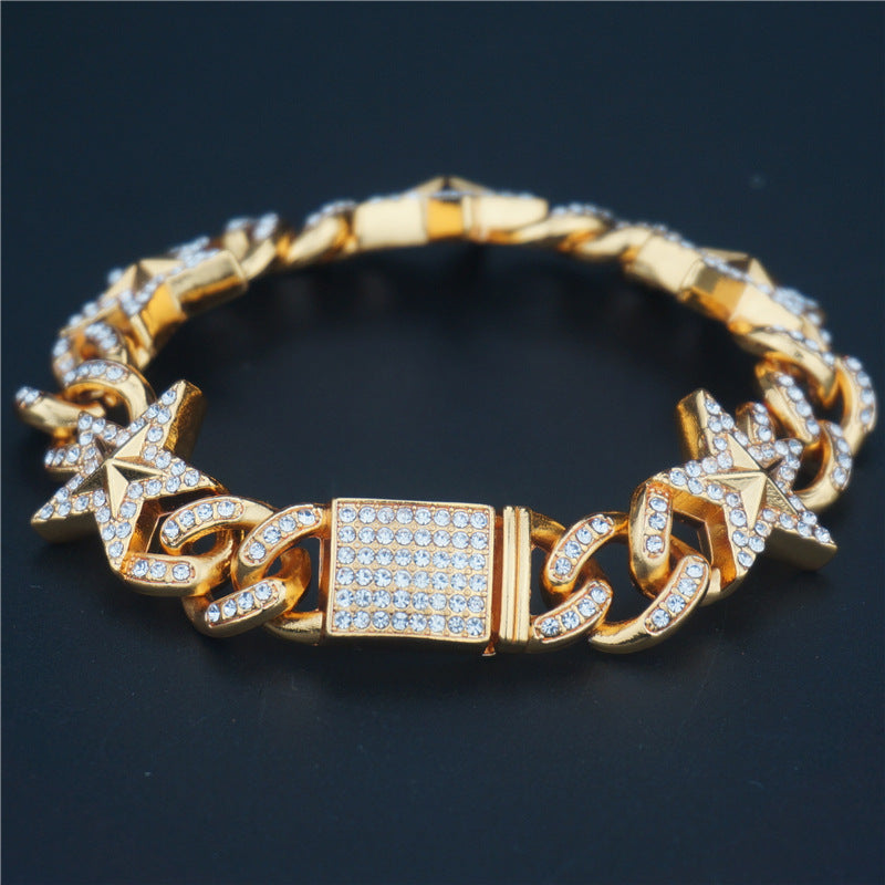 Hipster Five-pointed Star Cuban Link Chain Bracelet