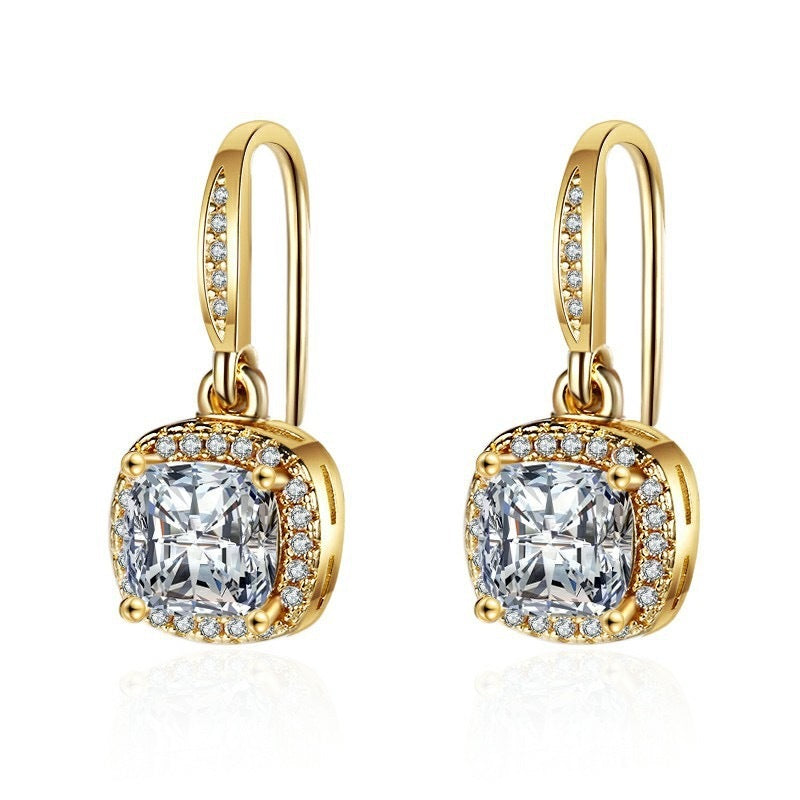 Fashion Long Square Zircon Earrings Women