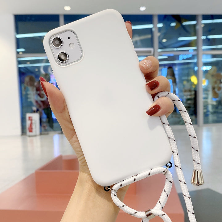 Compatibil cu Apple, Compatibil cu Apple , Potrivit pentru copertă de protecție a toamnei din silicon pentru iPhone11 Silicon Lanyard