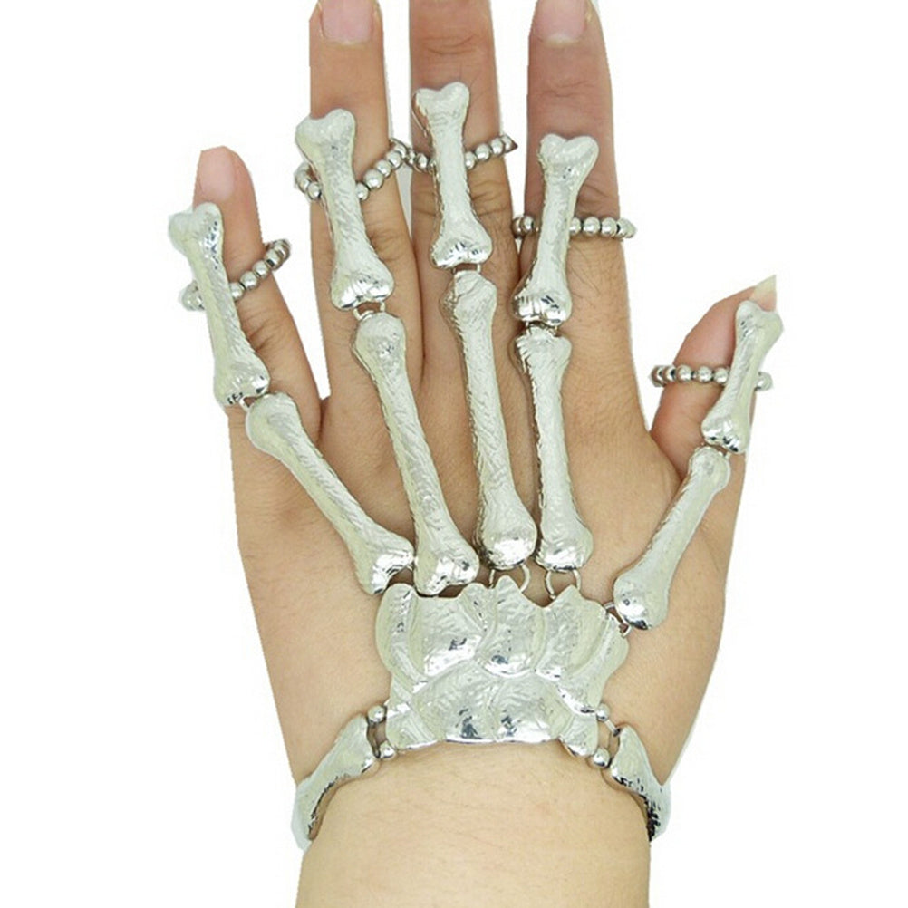 Stylish Skeleton Skull Hand Talon Finger Bone Slave Bracelet Alloy Wristbands Pulseiras Bangle Wrist Chain for Women