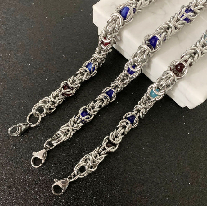 Klein Blue Beads Design avansat Heavy Metal Brățară pentru femei