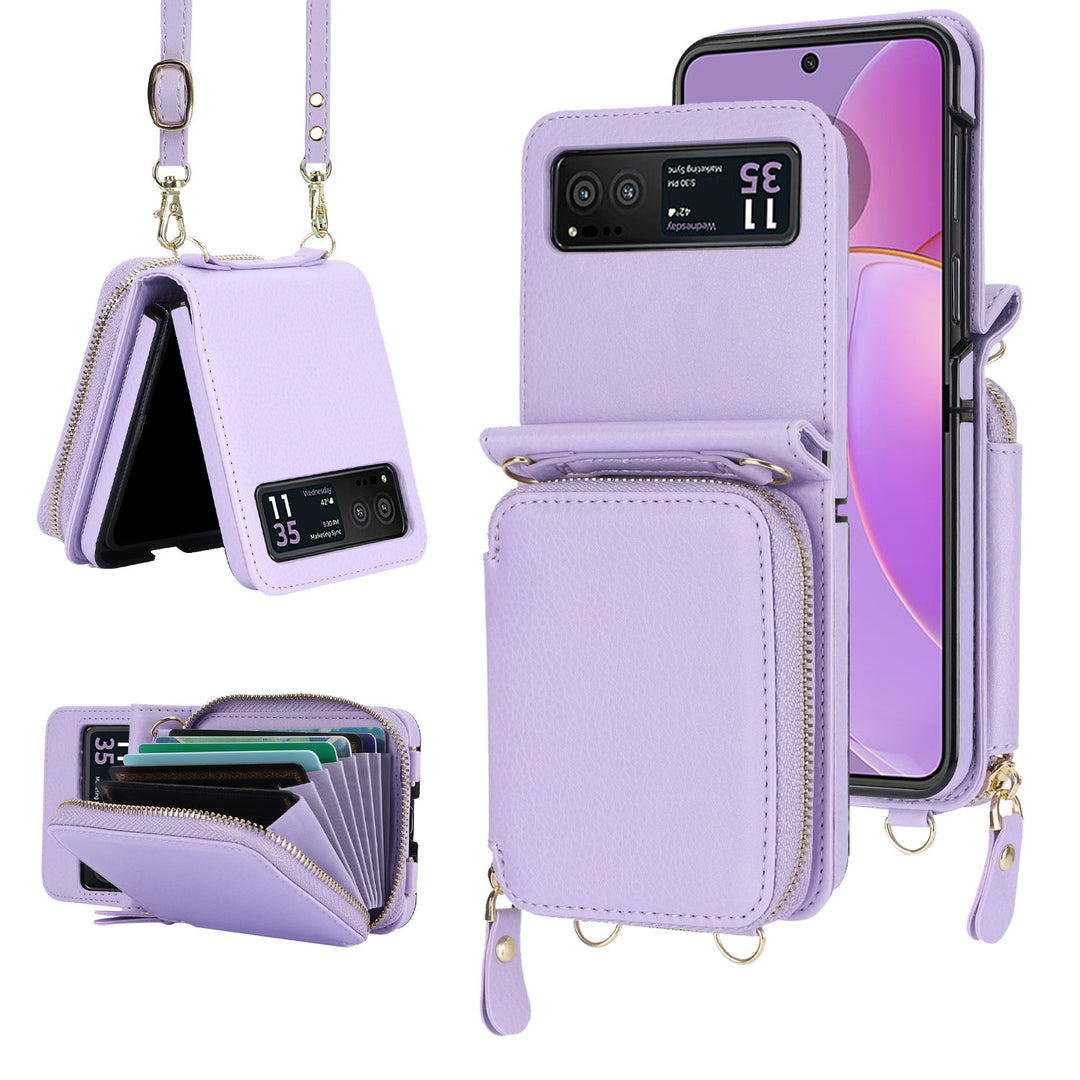 Suitable For ZFlip6 Litchi Pattern Foldable Screen Phone Case Wallet