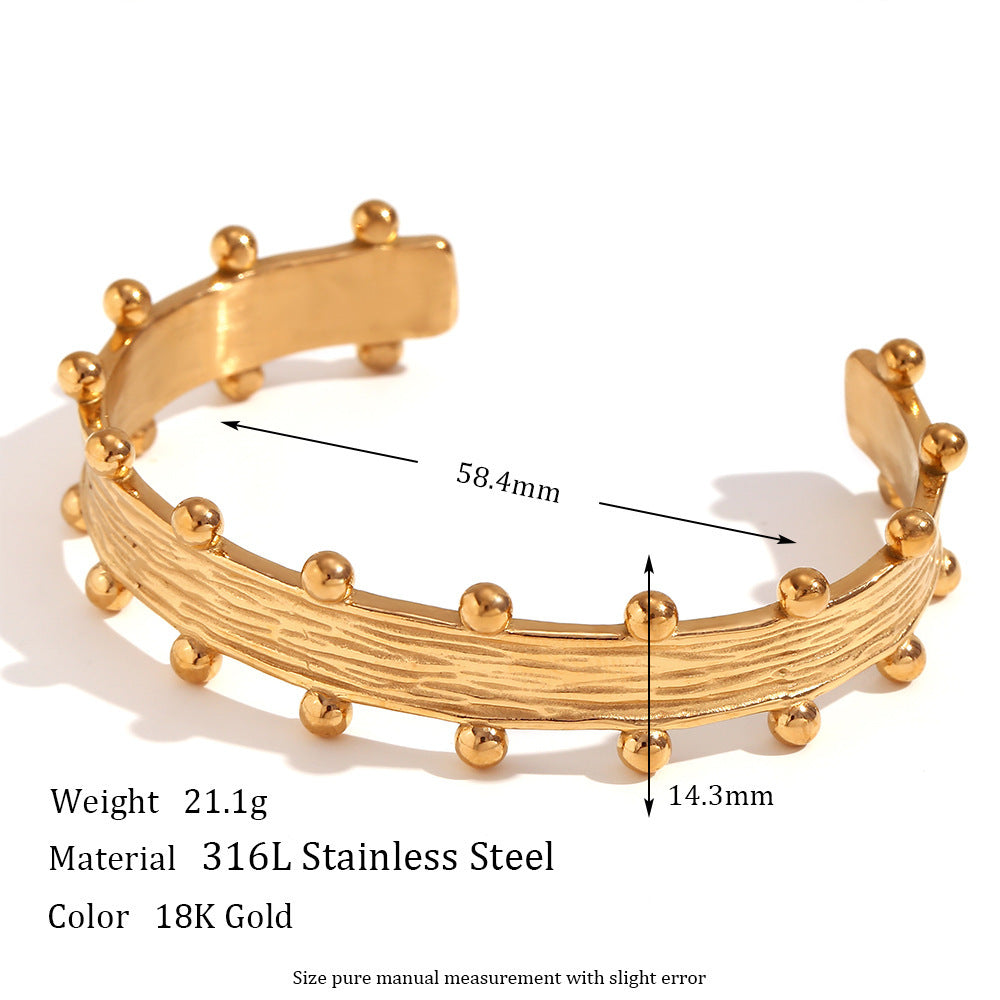 Niche Stainless Steel 18K Gold Plating Cast Brushed Bracelet