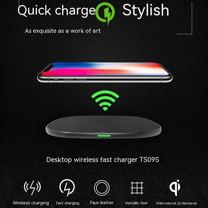 Metal Cloth Wrapper Leather Wireless Charger