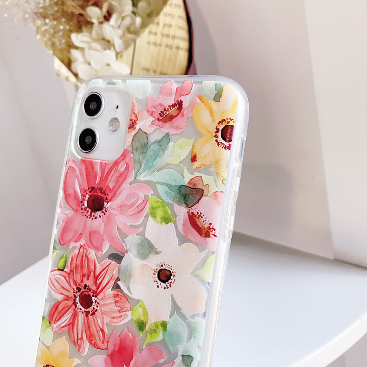 Compatible with Apple , Flower silicone phone case