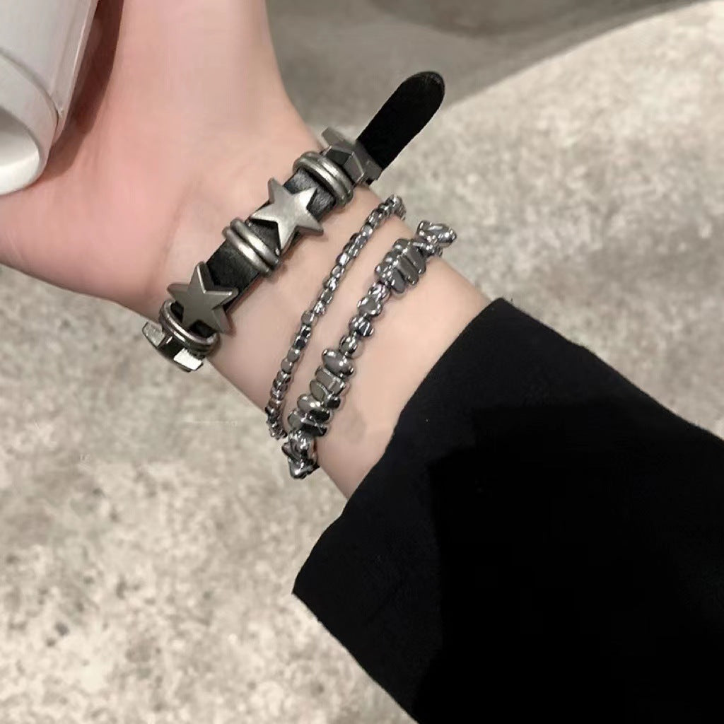 Chinese Style Niche Sweet Cool Style Small Pieces Of Silver Contrast Color Retro Neutral Bracelet