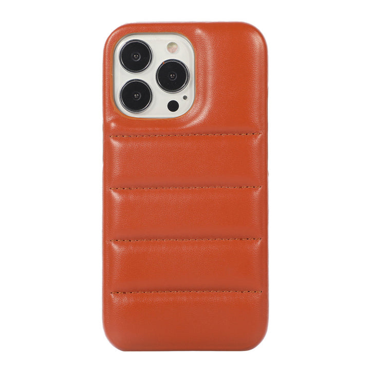 Instagram Leather Down Jacket Phone Case In Simple Solid Color