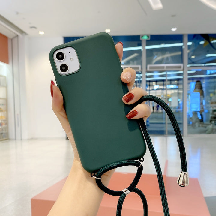 Compatibil cu Apple, Compatibil cu Apple , Potrivit pentru copertă de protecție a toamnei din silicon pentru iPhone11 Silicon Lanyard