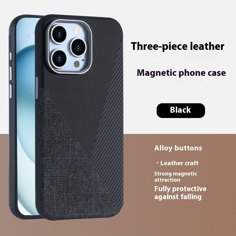 Applicable To 15Pro Magnetic Phone Case Combination Of Three Pigment Leather 16