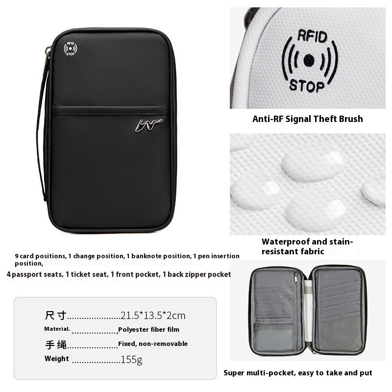 Travel Storage Travel Portable RFID Anti-theft Swiping Passport Case Document Package