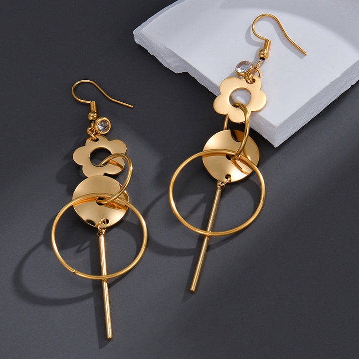 Fashion Simple Tassel Long Titanium Steel Earrings