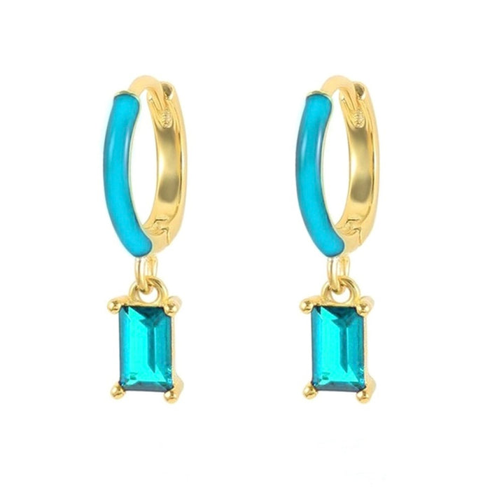 Geometric Color Zircon Sterling Silver Needle Light Luxury Earrings For Women