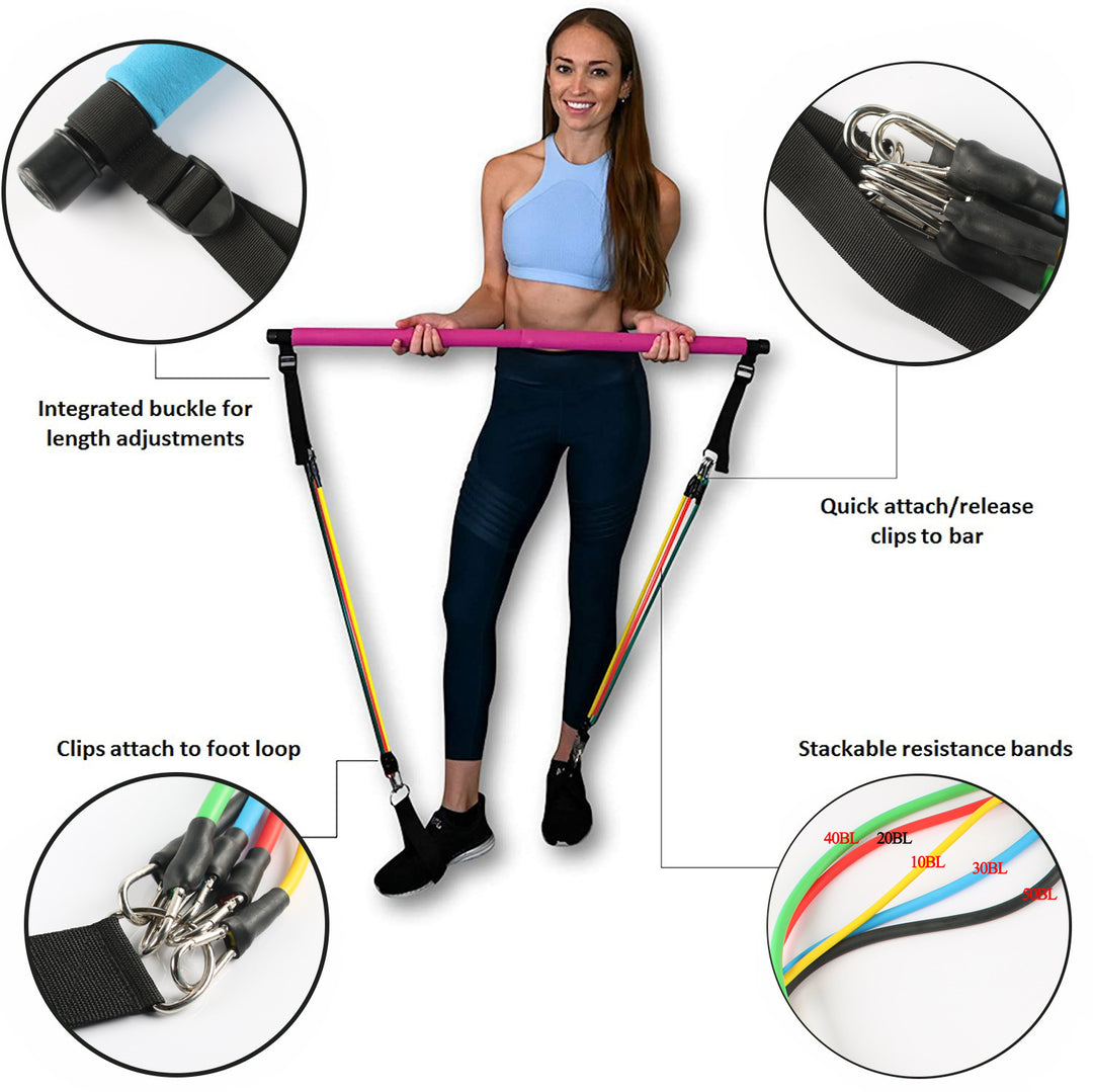 Fitness Yoga Pilates Bar Accesorii portabile de gimnastică Sport Elastic Culturism Benzi de rezistență