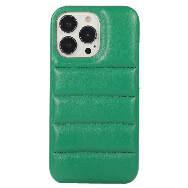 Instagram Leather Down Jacket Phone Case In Simple Solid Color