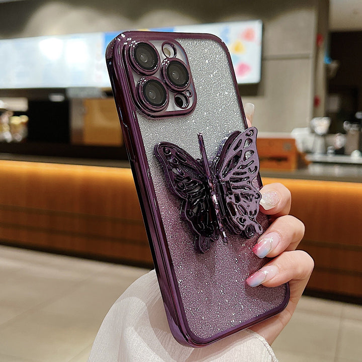 Hollow Butterfly Phone Case Gradient Transparent Plating Protective Cover