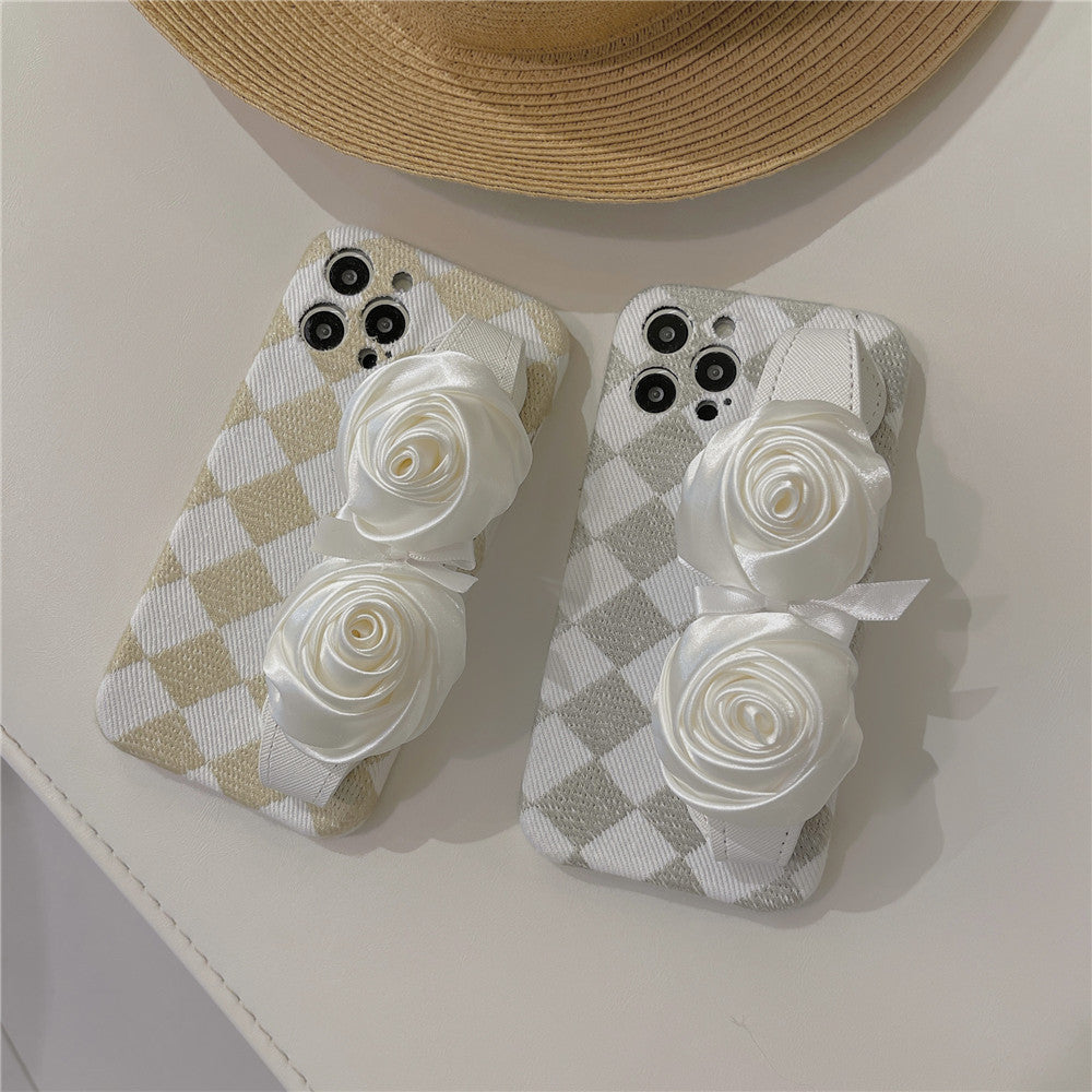 Diamond White Rose Wristband Phone Case