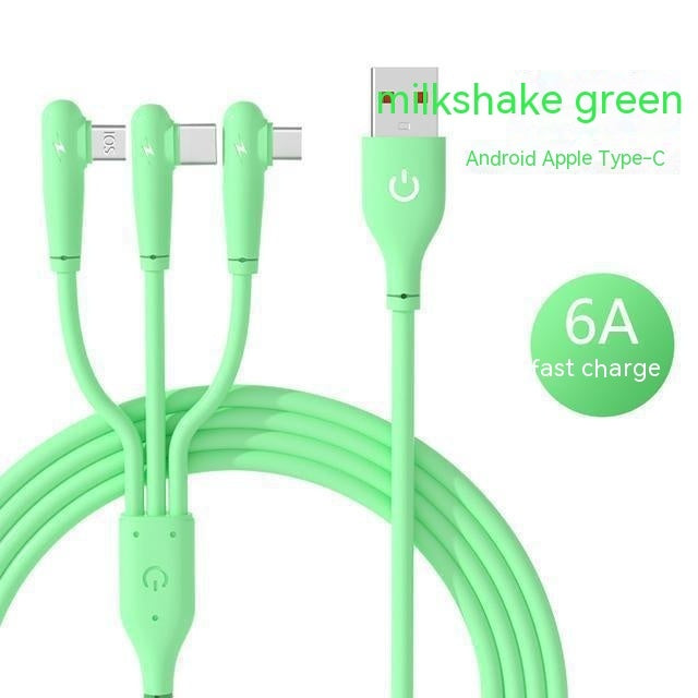 6A Super Fast Charge One-to-three Elbow Data Cable