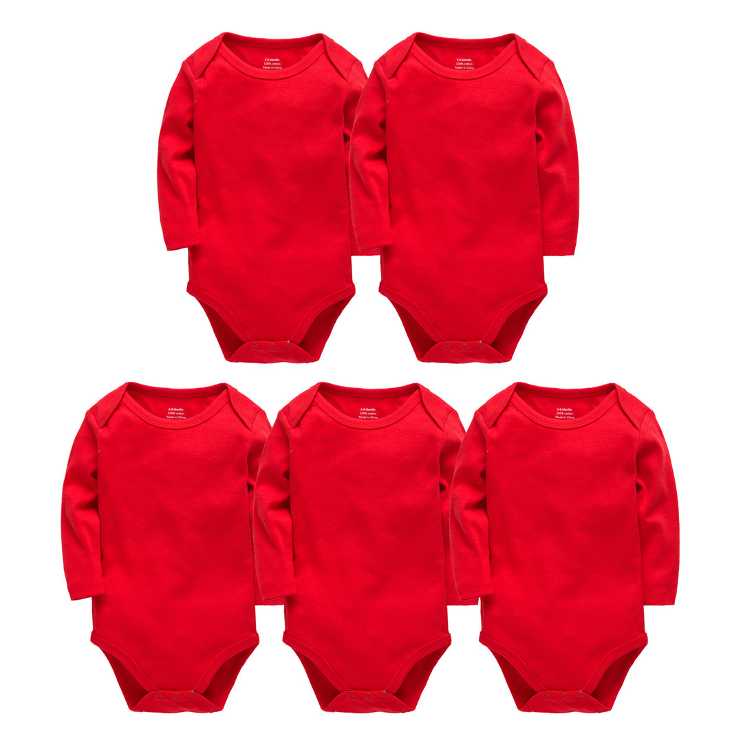 Baby onesies, bumbac pur din bumbac cu mâneci lungi de culoare solidă