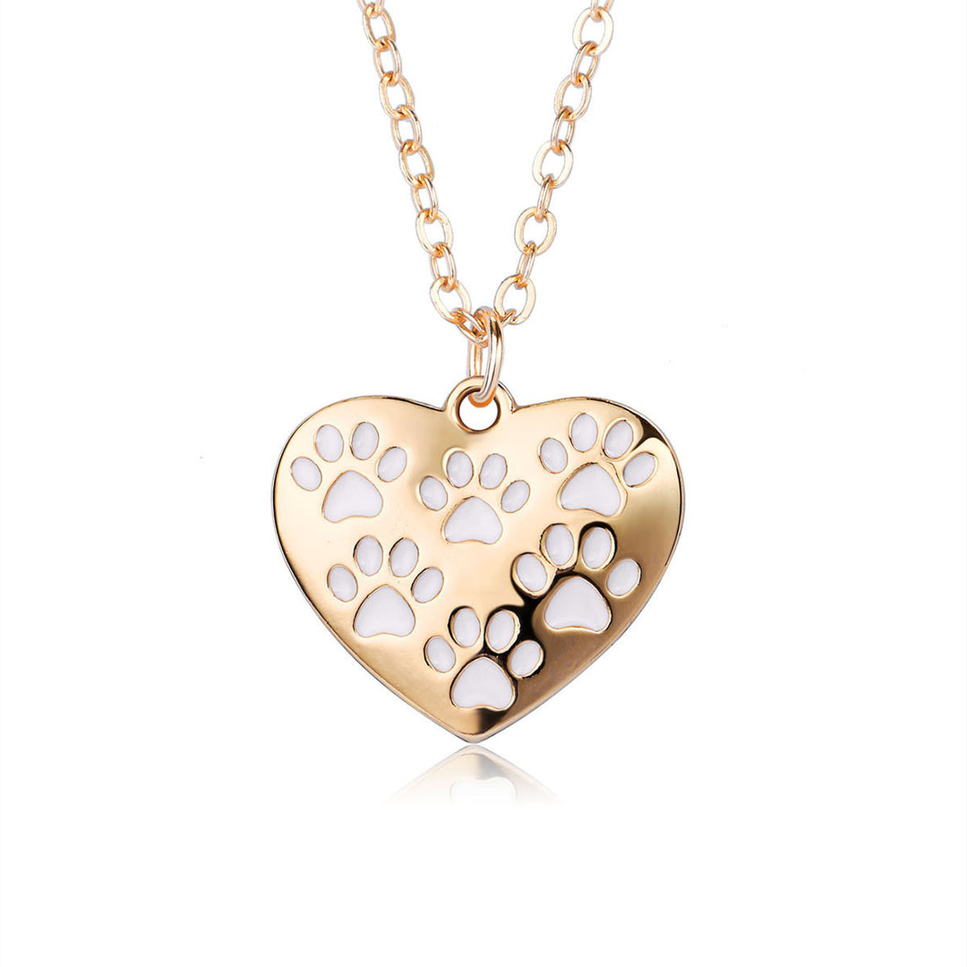 Heart Cat's Paw Necklace Simple Alloy Dripping Oil