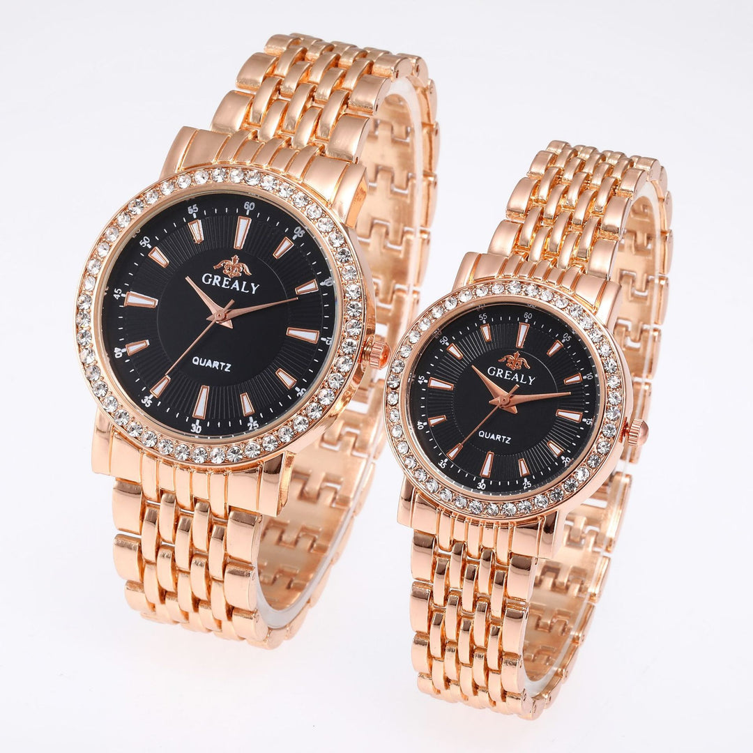 Couple Watch Men's Roman Scale Diamond-embedded Fashion Steel Belt Suit