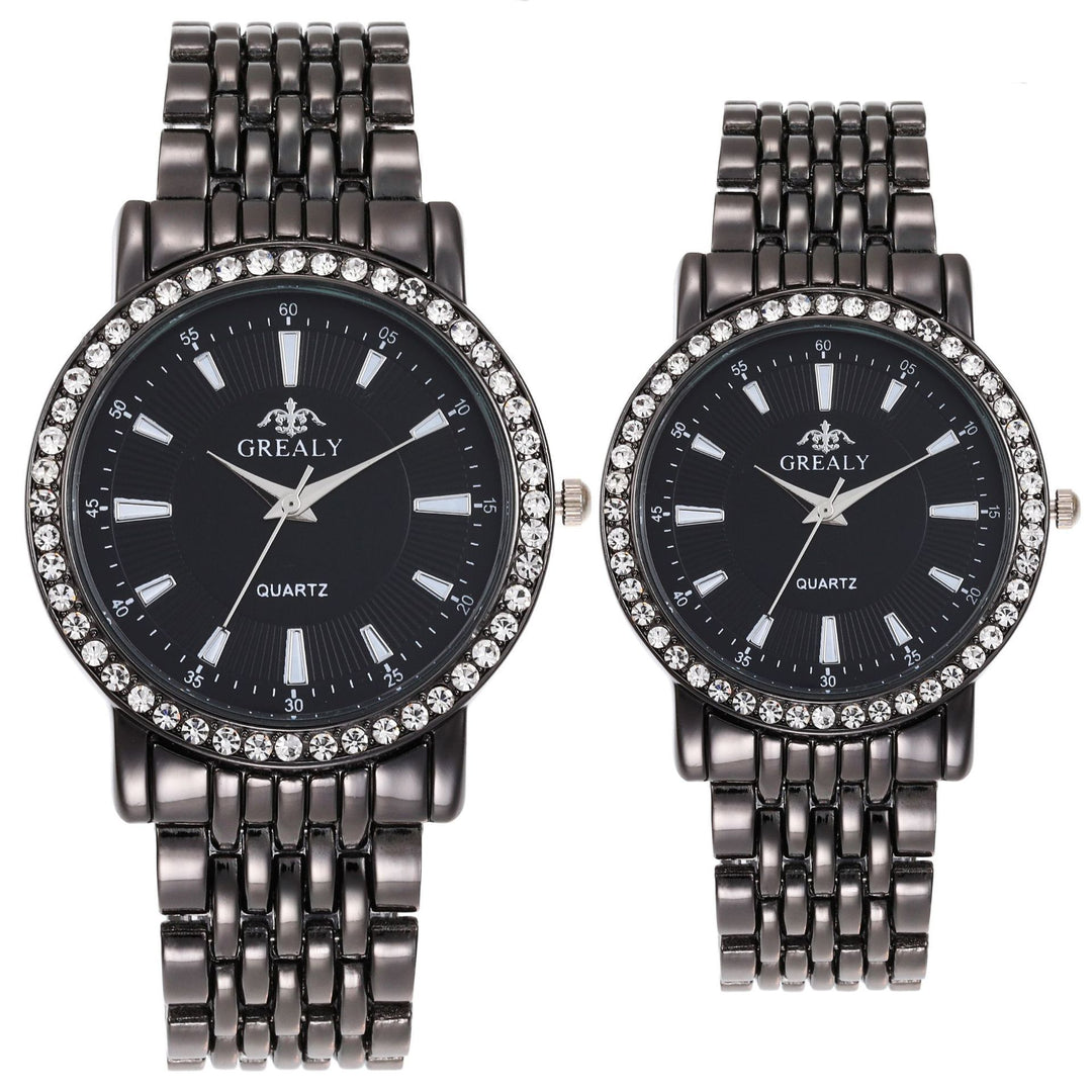 Couple Watch Men's Roman Scale Diamond-embedded Fashion Steel Belt Suit