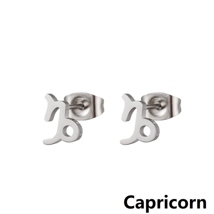 Fashion Stainless Steel Twelve Constellation Stud Earrings