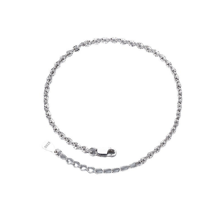 Sterling Silver Carven Design Brățară de floarea soarelui Sparkling