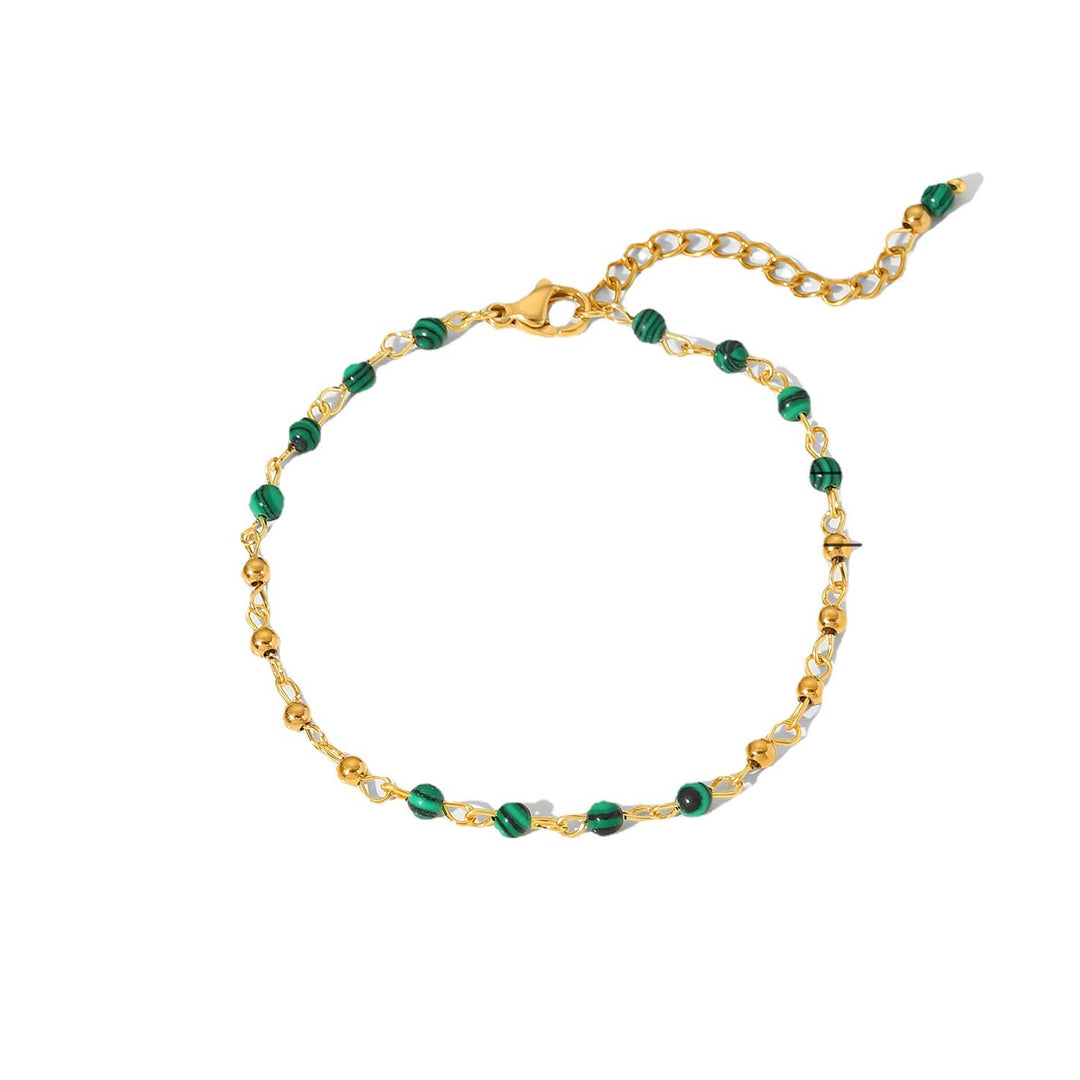 Women's Fashion Geometric Malachite Ball Bracelet