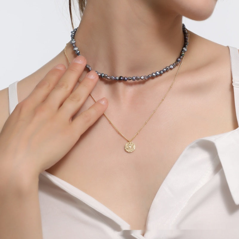 Original Design Natural Freshwater Pearl Necklace Clavicle Chain Twin Light Luxury Series