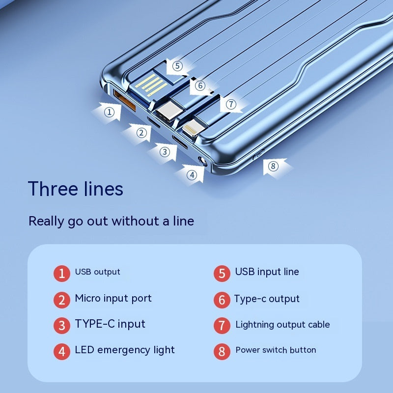 66W Super Fast Charge Power Bank With Cable 20000 MA